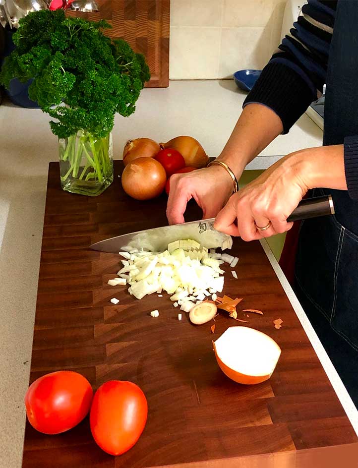 Dicing onions ready for dinner | Border Park Kitchen